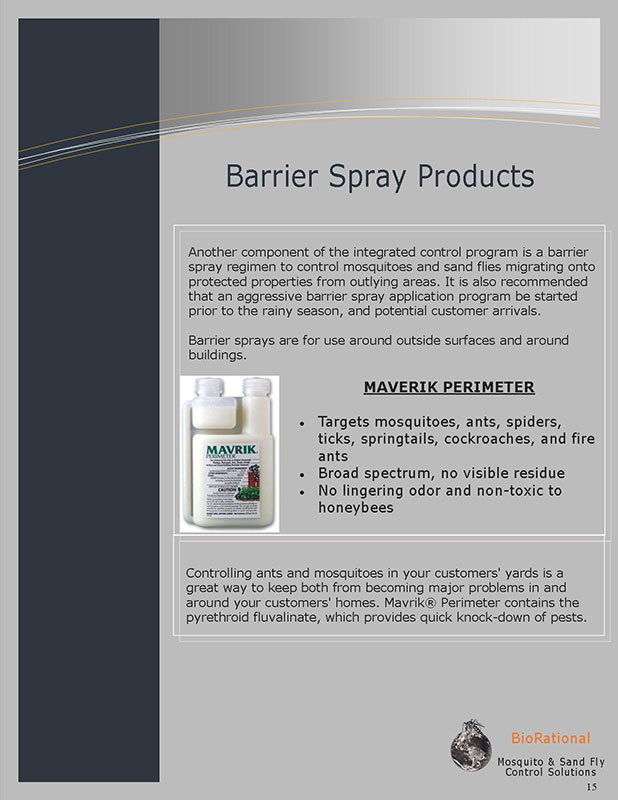 Brochure page 15 barrier spray products using Maverik Perimeter