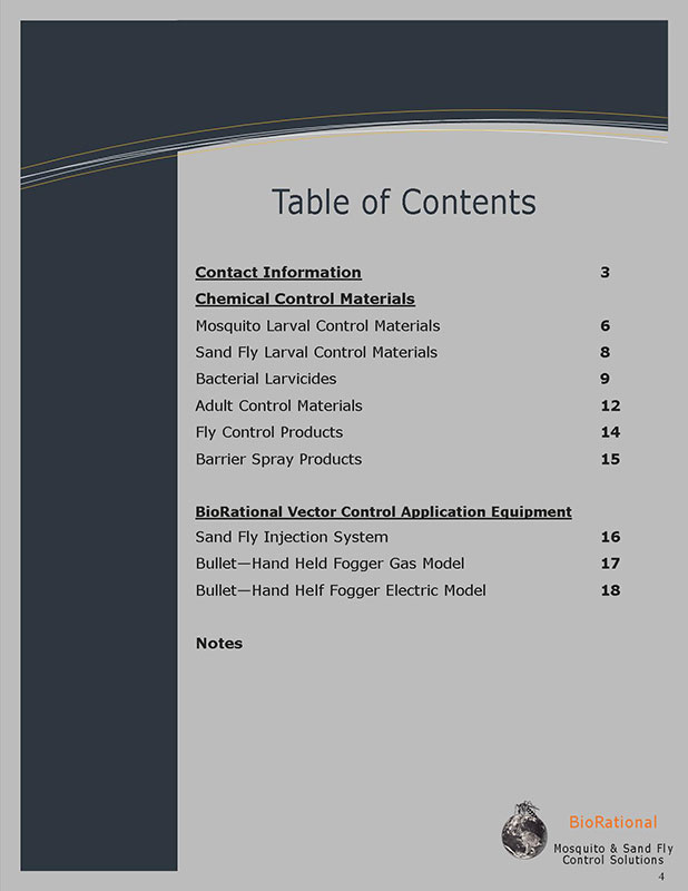 Brochure page 4 table of contents