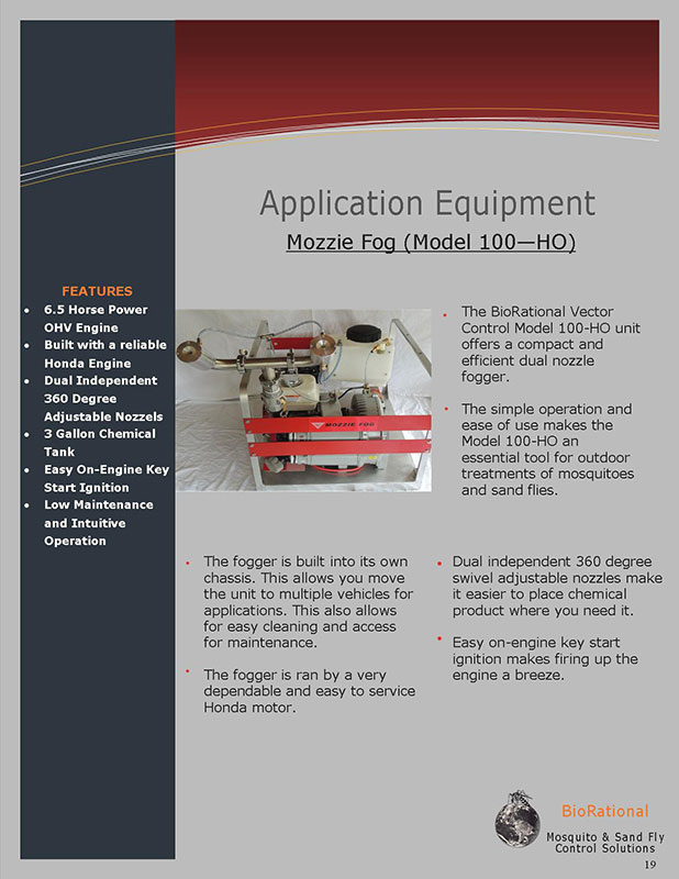 Brochure page 19 BioRational Mozzie fogger model HO-100 mosquito and sand fly fogger